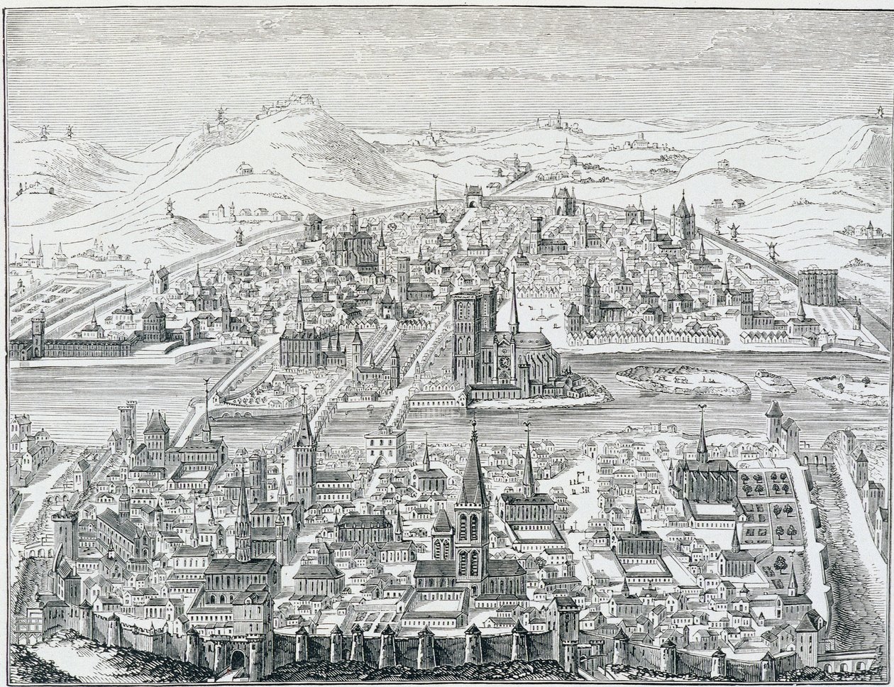 عرض منظور كبير لباريس عام 1607 ، بناءً على نقش ليونارد جوتييه. بواسطة ليونارد جوتييه
