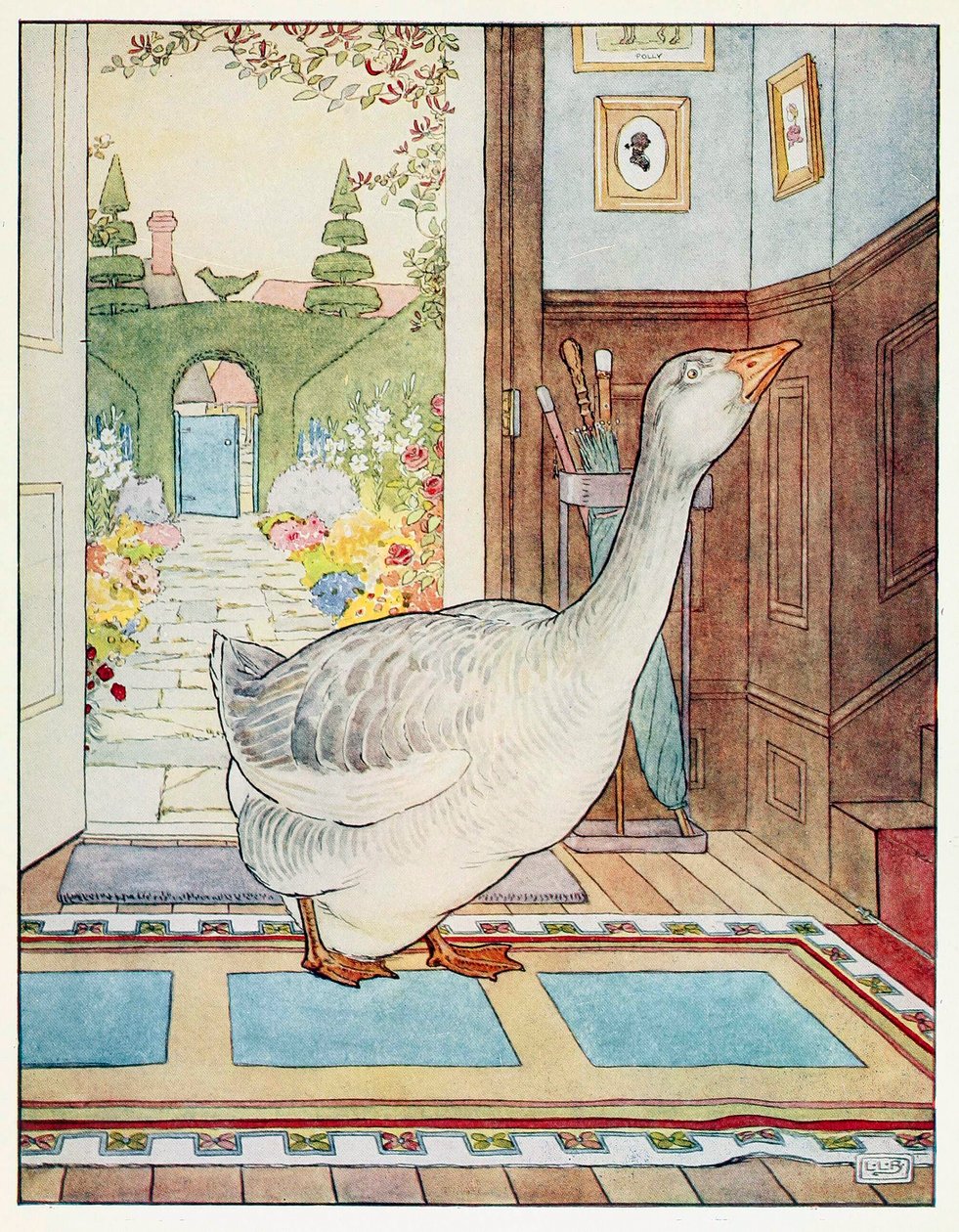 Goosey، Goosey Gander، Where Shall I Wander، from A Nursery Rhyme Picture Book، pub. 1914. بواسطة ليونارد ليزلي بروك