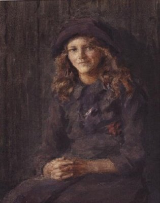 فتاة صغيرة في قبعة بنفسجية ، حوالي 1918 (ألوان مائية) بواسطة ليونارد سكيتس