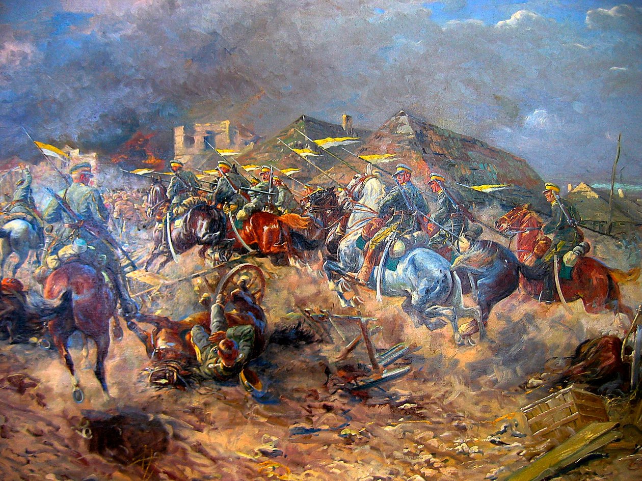 هجوم البولنديين Uhlans على البلاشفة بالقرب من Sloutsk ، 1919 '، 1920. بواسطة ليونارد وينتروفسكي