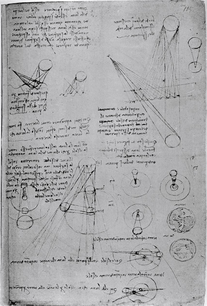 المخططات الفلكية ، من Codex Leicester ، 1508-12 بواسطة ليوناردو دا فينشي