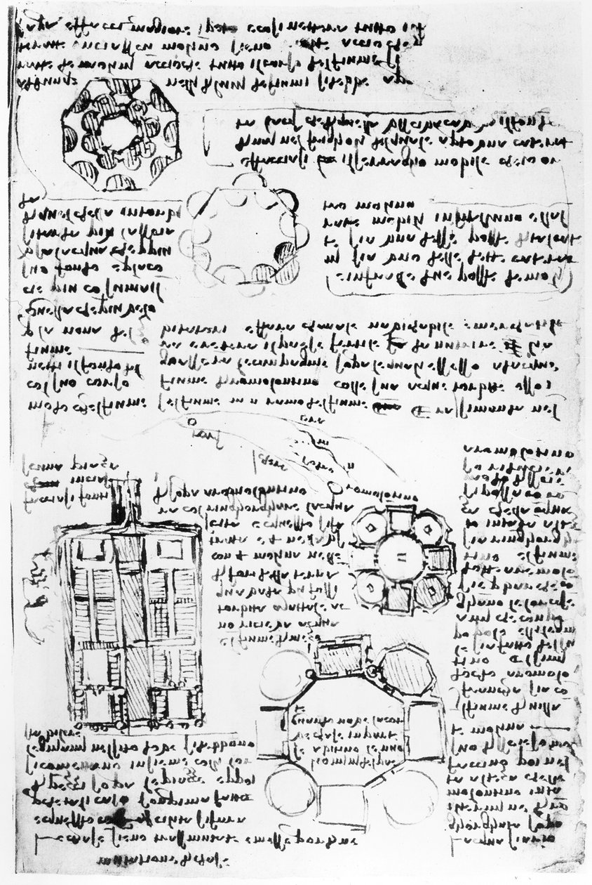 تصميم لقصر ومنتزه (Romorantin) ، فل. 270 فولت من Codex Arundel ، c.1517-18 بواسطة ليوناردو دا فينشي