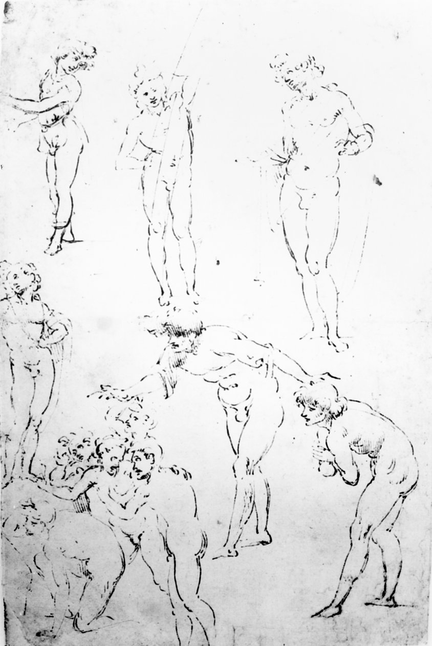الدراسات التصويرية لعشق المجوس ، c.1481 (قلم وحبر على ورق) بواسطة ليوناردو دا فينشي