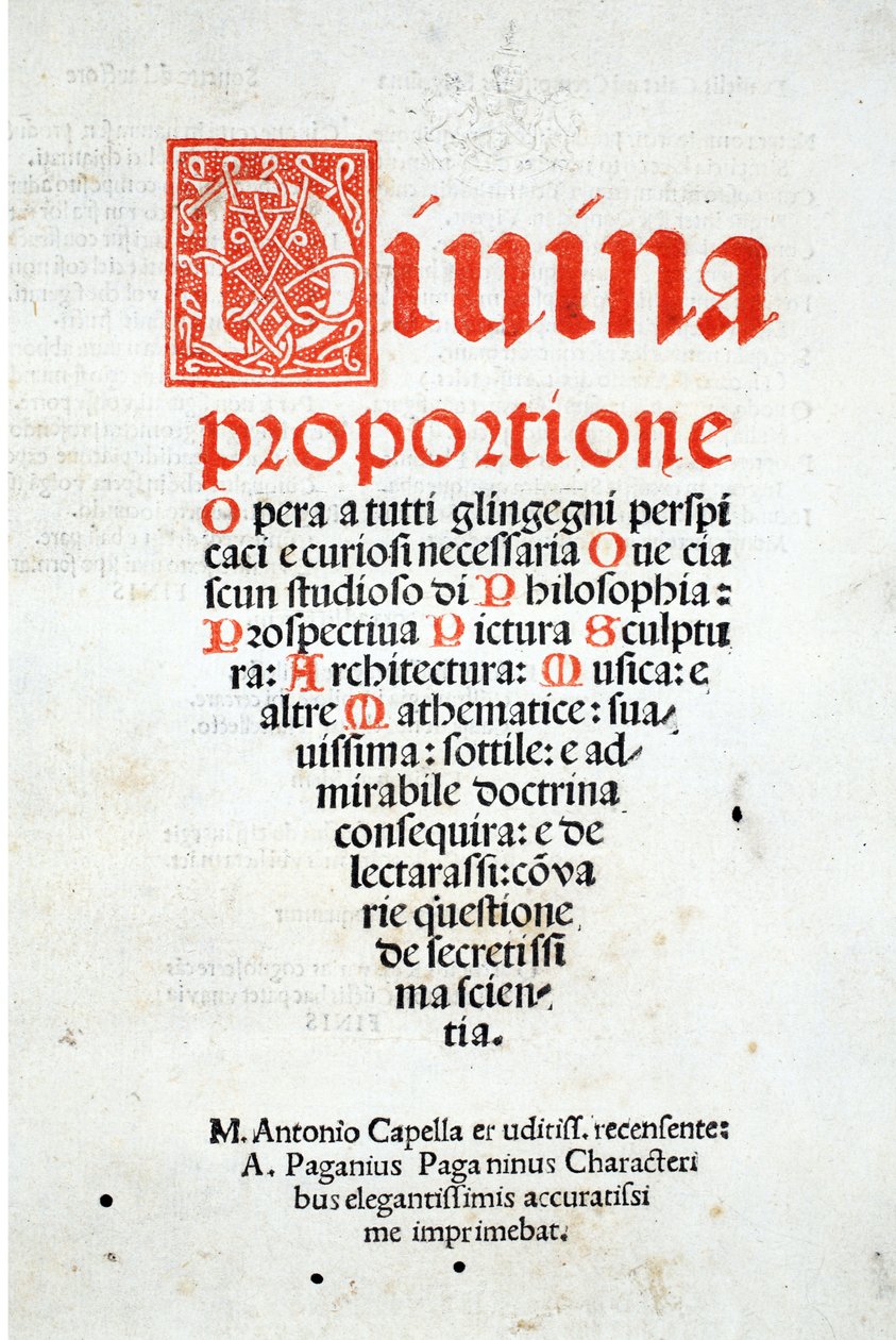 Frontispiece ، من "Divina Proportione" بواسطة Luca Pacioli (c.1445-1517) ، في الأصل حانة. البندقية ، 1509 بواسطة ليوناردو دا فينشي