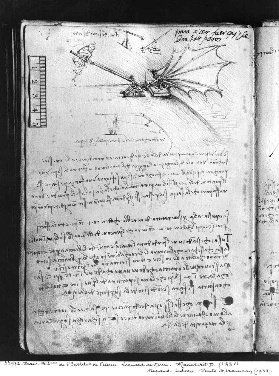 MS B fol.88v اختبار تحمل الحمل للجناح 1487-90 (قلم وحبر على ورق) بواسطة ليوناردو دا فينشي