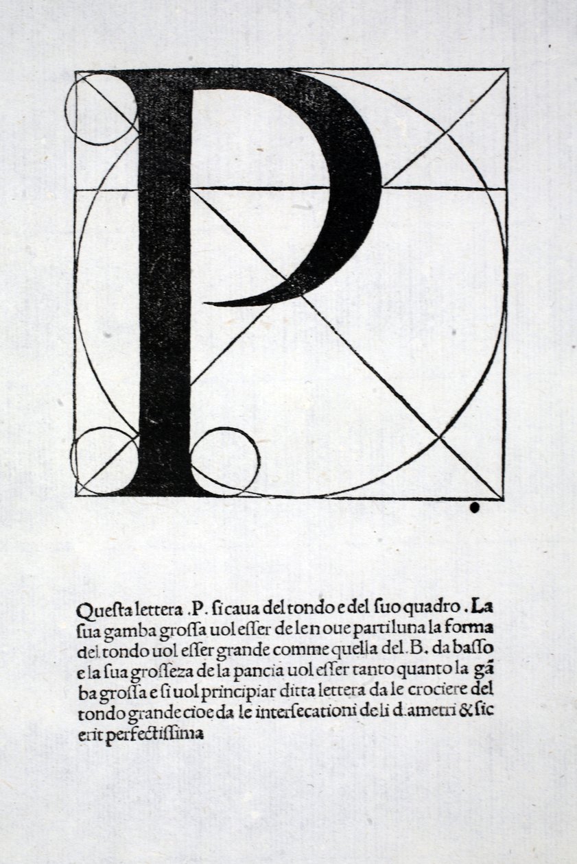 P ، توضيح من "Divina Proportione" من تأليف Luca Pacioli (c.1445-1517) ، حانة في الأصل. البندقية ، 1509 بواسطة ليوناردو دا فينشي