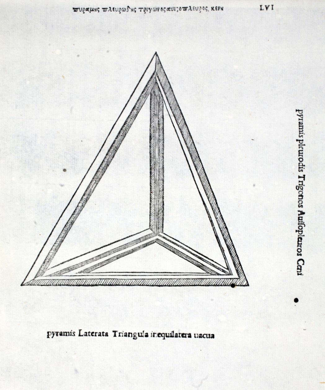 هرم Laterata المثلث غير المتساوي فارغ ، من "نسبة إلهية" من قبل Luca Pacioli (c.1445-1517) ، حانة في الأصل. البندقية ، 1509 بواسطة ليوناردو دا فينشي