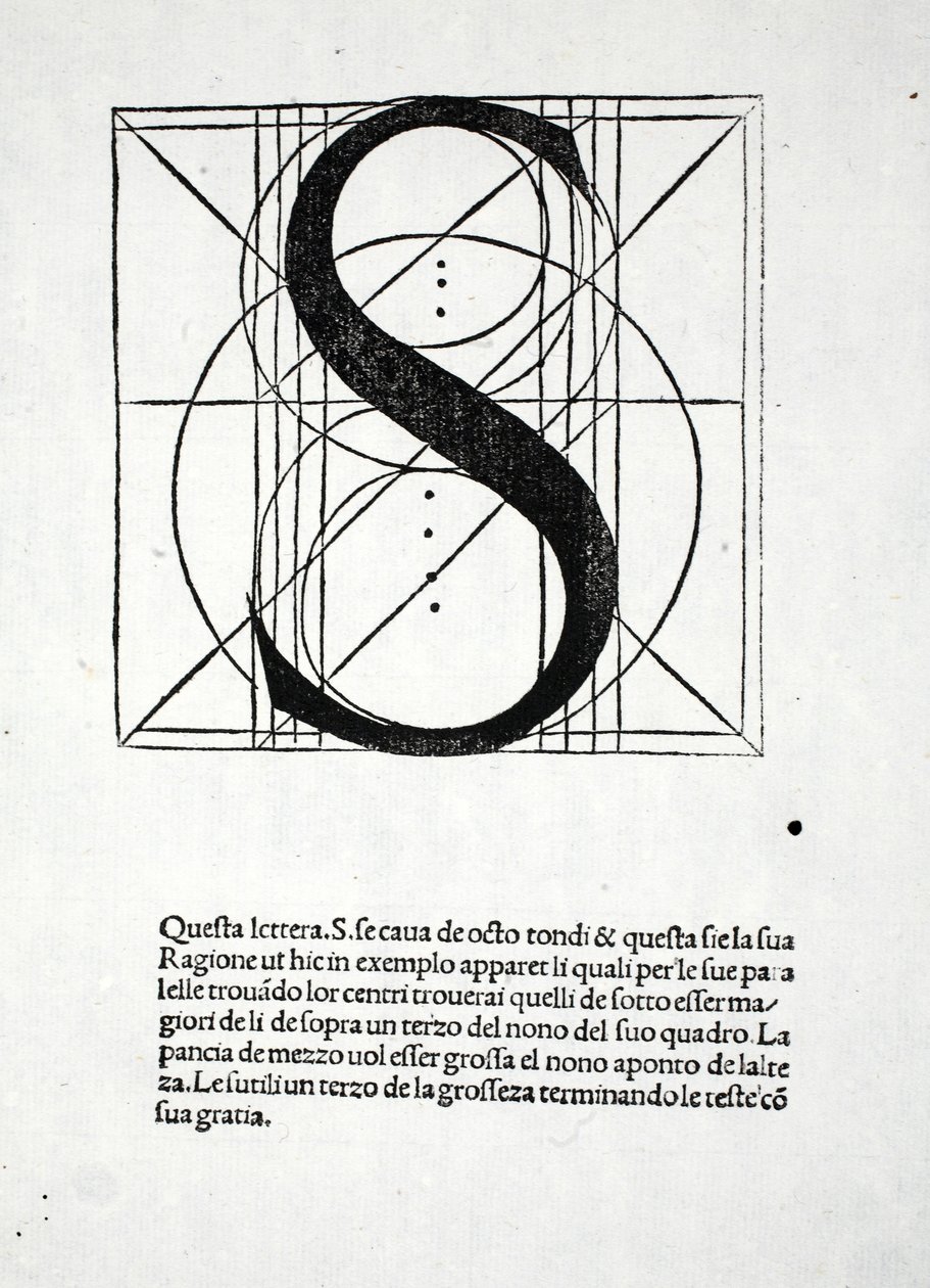 S ، توضيح من "Divina Proportione" من تأليف Luca Pacioli (c.1445-1517) ، حانة في الأصل. البندقية ، 1509 بواسطة ليوناردو دا فينشي