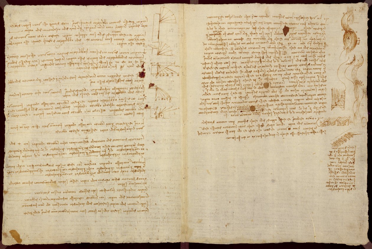 المخططات العلمية ، من "Codex Leicester" ، 1508-12 (حبر بني داكن على ورق الكتان) بواسطة ليوناردو دا فينشي