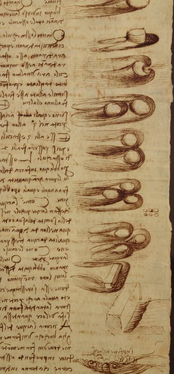 الرسوم البيانية العلمية ، من Codex Leicester ، 1508-12 حبر بني داكن على ورق كتان بتفاصيل 240120 بواسطة ليوناردو دا فينشي