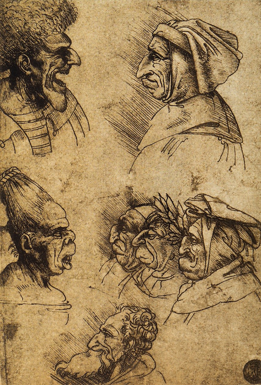 سبعة رؤوس بشعة رسم ليوناردو دا فينشي. غاليري ديل أكاديميسيا ، البندقية بواسطة ليوناردو دا فينشي