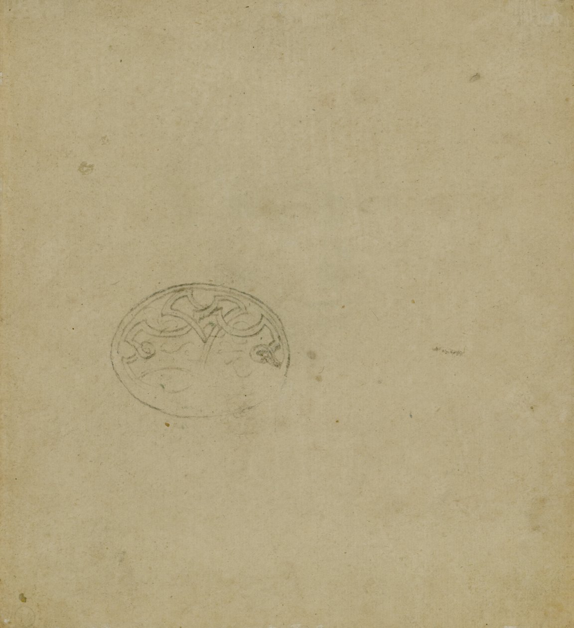رسم الزخارف الزخرفة داخل البيضاوي ، ج. 1483-1485؟ (قلم وحبر على ورق مغرة خفيف) بواسطة ليوناردو دا فينشي