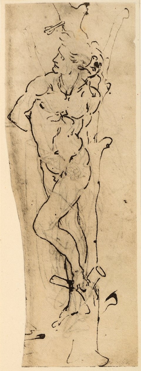 القديس سيباستيان الرسم الفضي على ورقة بيضاء ليوناردو دا فينشي. Kunsthalle ، غرفة المطبوعات والرسومات ، هامبورغ. بواسطة ليوناردو دا فينشي