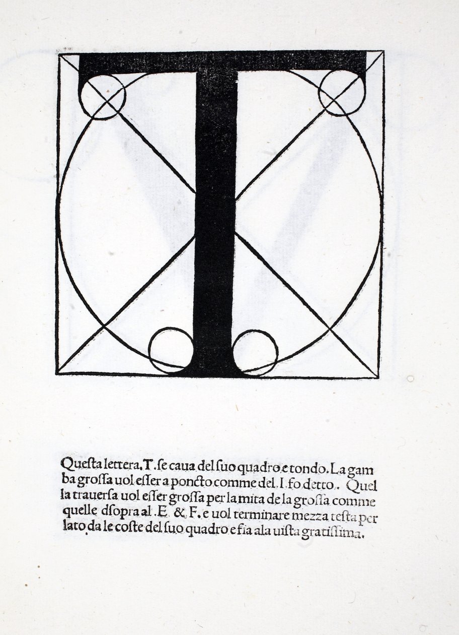 T ، توضيح من "Divina Proportione" من تأليف Luca Pacioli (c.1445-1517) ، حانة في الأصل. البندقية ، 1509 بواسطة ليوناردو دا فينشي