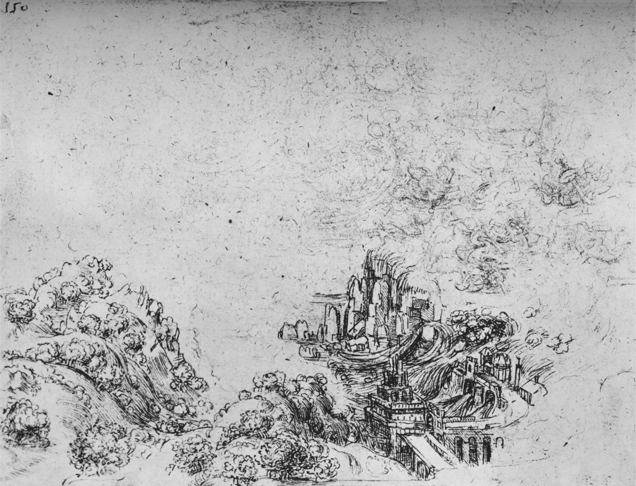 A Flood Breaking to A Valley، c1480 1945 بواسطة ليوناردو دا فينشي