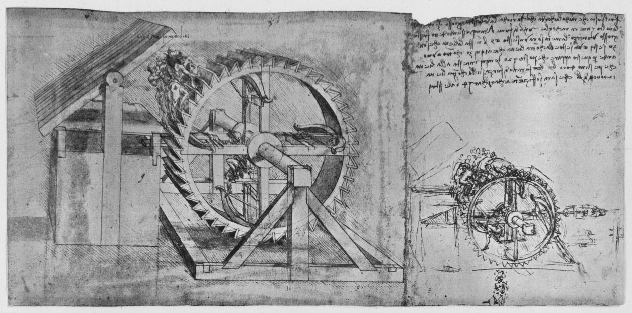 عجلة كبيرة تم حلها وأطلقت أربعة أقواس متتالية ، c1480 ، 1945 بواسطة ليوناردو دا فينشي