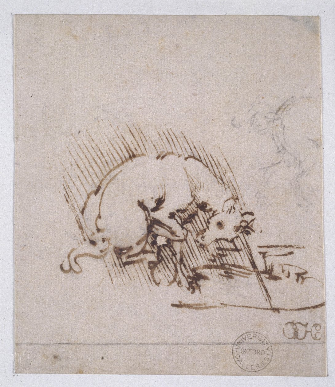 يونيكورن يغمس قرنه في بركة من الماء ، c.1481 (قلم وحبر ونقطة معدنية على الورق) بواسطة ليوناردو دا فينشي