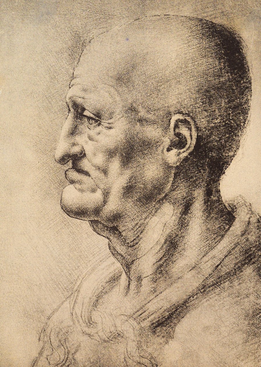 رجل يظهر في الملف الشخصي ، رسم ليوناردو دا فينشي ، محفوظ في غرفة الرسومات والمطبوعات ، معرض أوفيزي ، فلورنسا. بواسطة ليوناردو دا فينشي