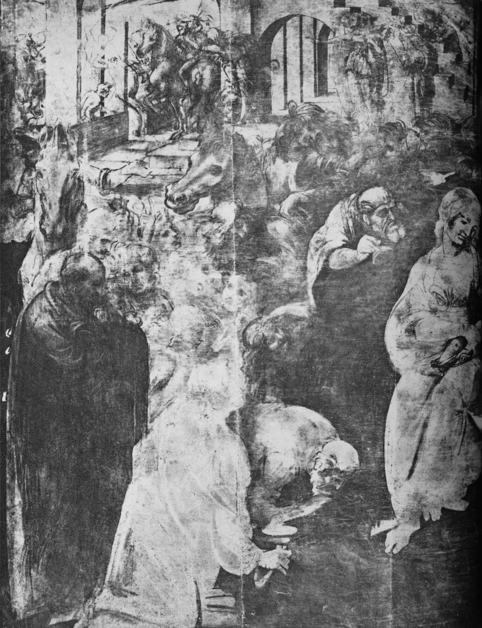 عشق المجوس - الجزء السفلي الأيسر ، c1481 1945 بواسطة ليوناردو دا فينشي