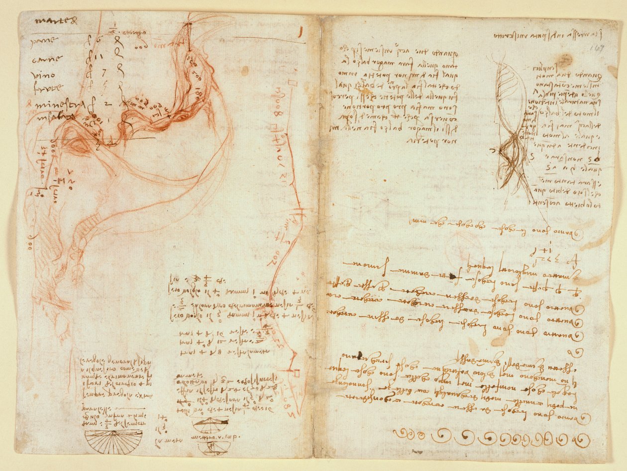 أروندل 263 ، f.148v بواسطة ليوناردو دا فينشي