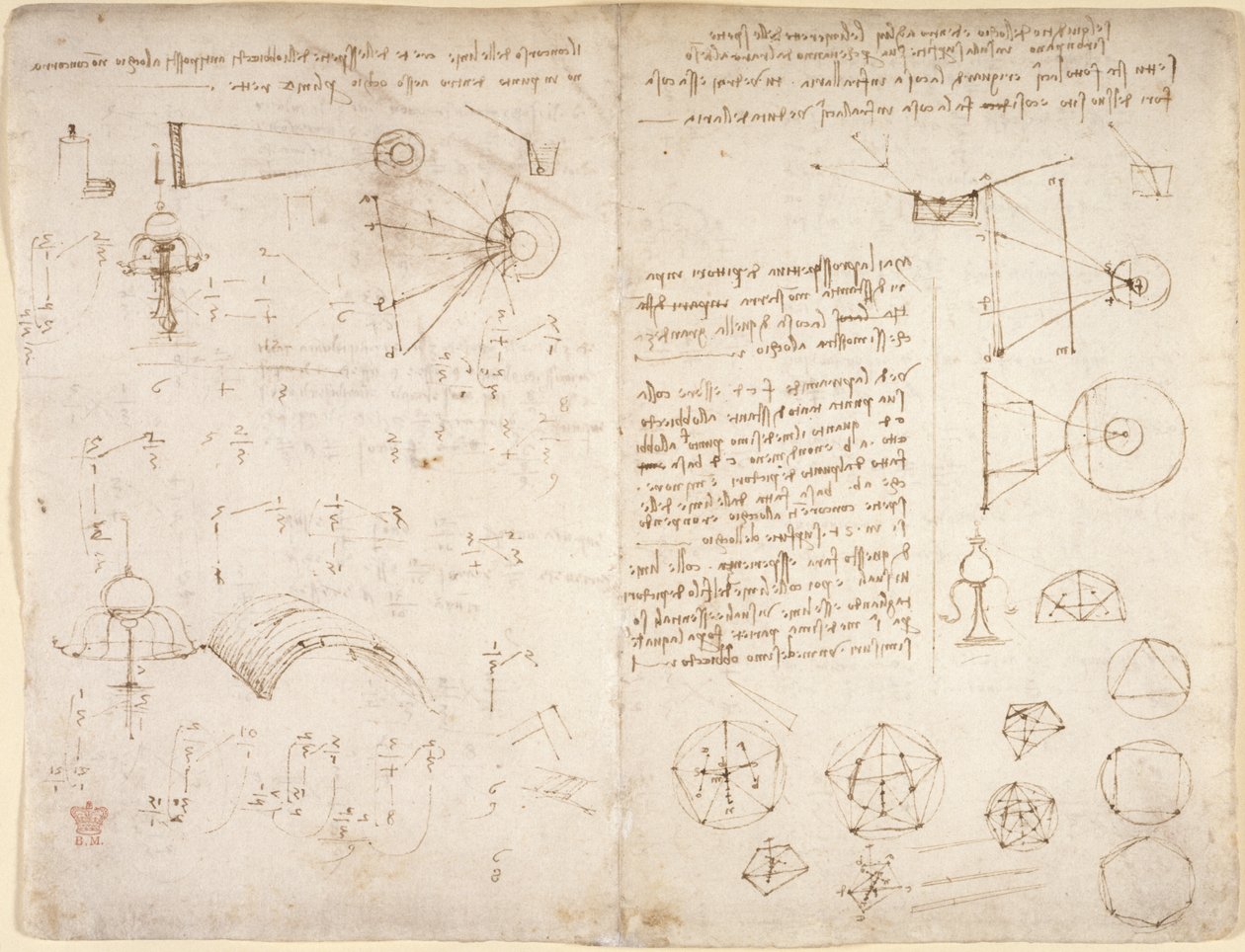 Arundel 263، f.221v، f.220 ملاحظات ورسوم بيانية ورسومات من "Codex Arundel" (قلم وحبر على ورق) بواسطة ليوناردو دا فينشي