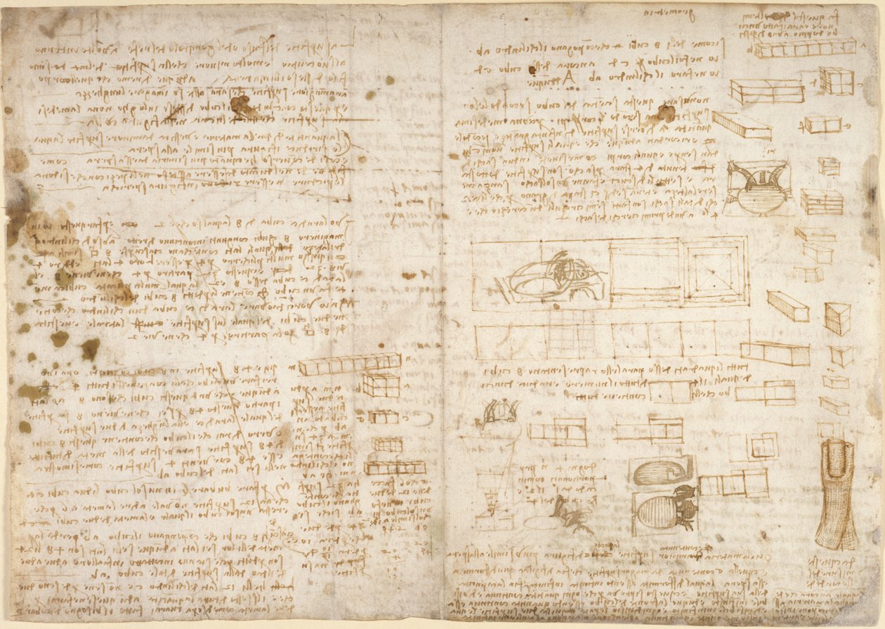 Arundel 263، f.223 ملاحظات ورسوم بيانية ورسومات من "Codex Arundel" (قلم وحبر على ورق) بواسطة ليوناردو دا فينشي