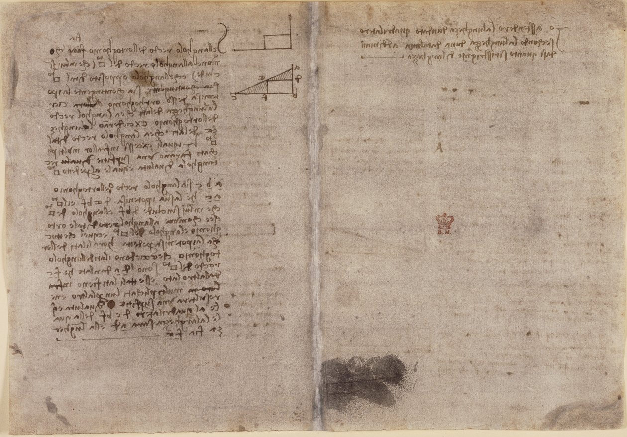 Arundel 263 ، f.245v ، f.246r ، ملاحظات حول الهندسة (حوالي 1518) من "Codex Arundel" (قلم وحبر على ورق) بواسطة ليوناردو دا فينشي