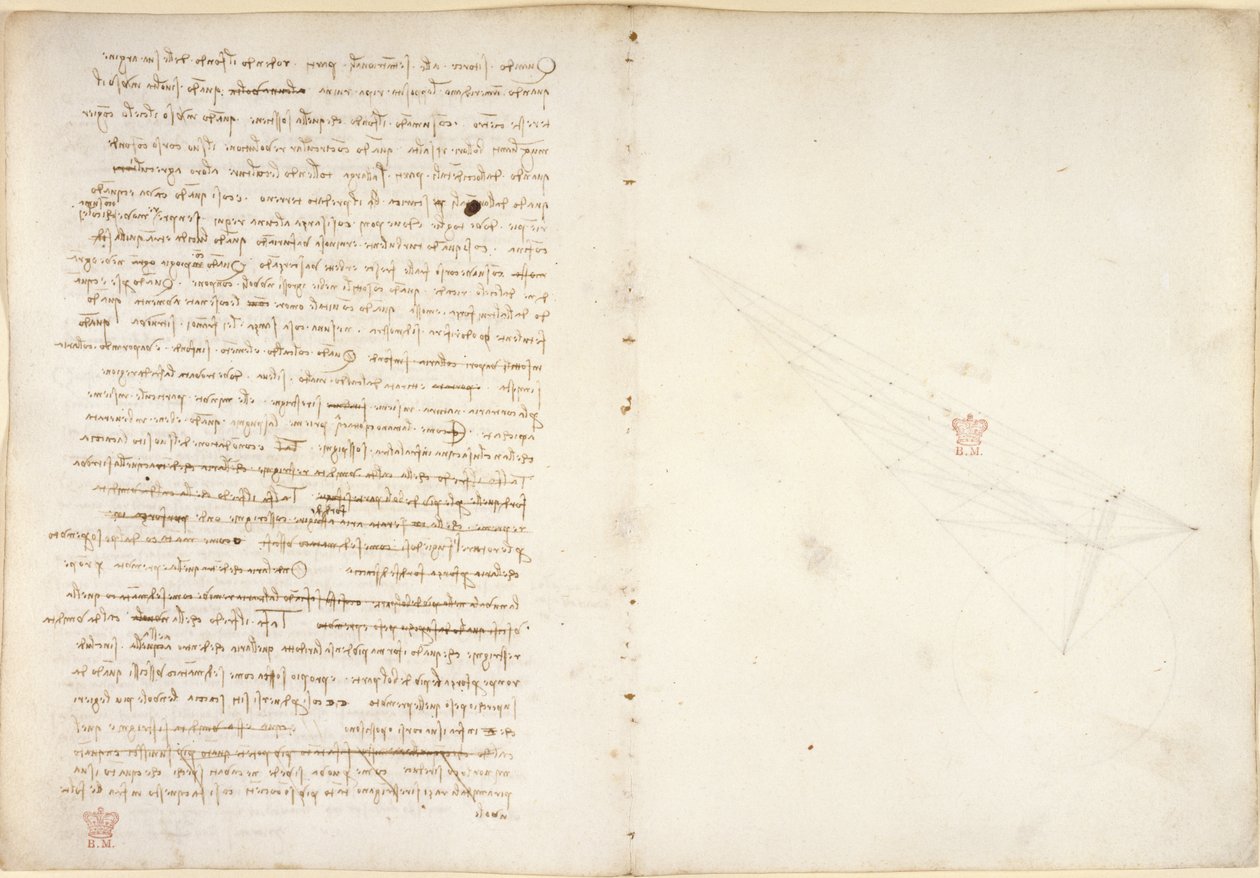 Arundel 263، f.57v، f.46 ملاحظات حول الماء ، من "Codex Arundel" (قلم وحبر على ورق) بواسطة ليوناردو دا فينشي