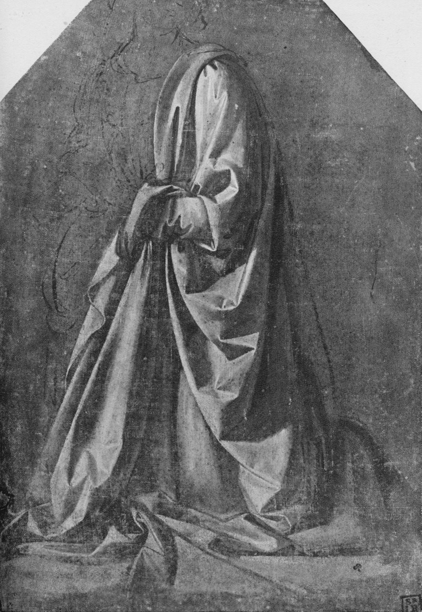 يلقي الأقمشة لشكل راكع إلى اليسار ، c1475 1945 بواسطة ليوناردو دا فينشي