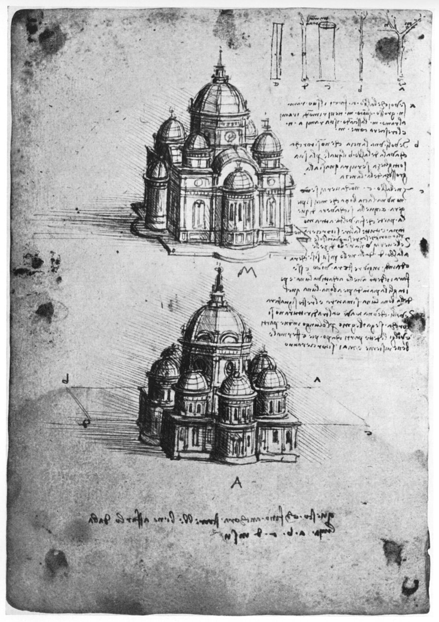تصاميم للكنيسة المركزية ، c1488-1490 1954. بواسطة ليوناردو دا فينشي