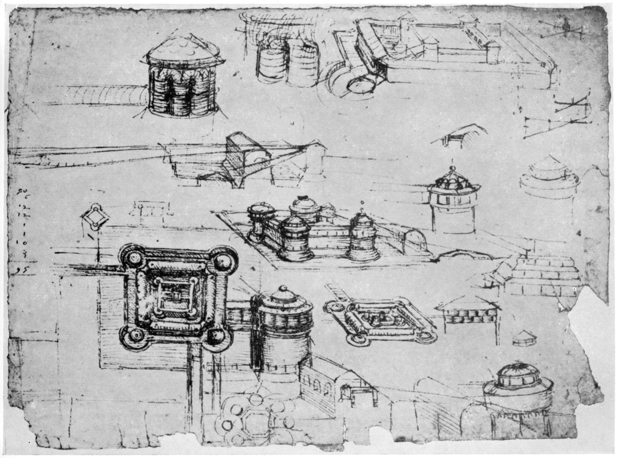 تصاميم القلعة ، 1500-1505 1954. بواسطة ليوناردو دا فينشي