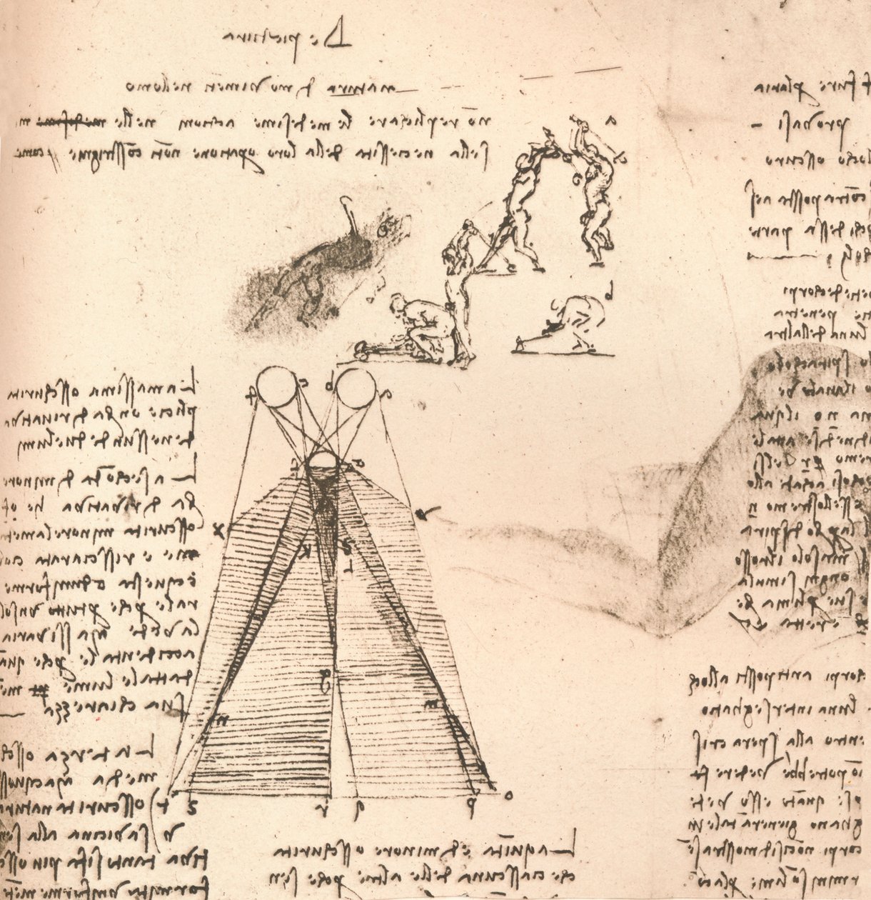رسم تخطيطي يوضح نظرية الضوء والظل ومخططات الأشكال ، c1472-c1519 1883 بواسطة ليوناردو دا فينشي