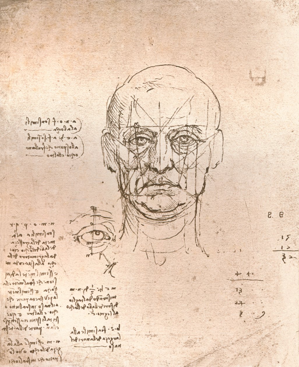رسم يوضح نظرية النسب في الشكل البشري ، c1472-c1519 1883 بواسطة ليوناردو دا فينشي