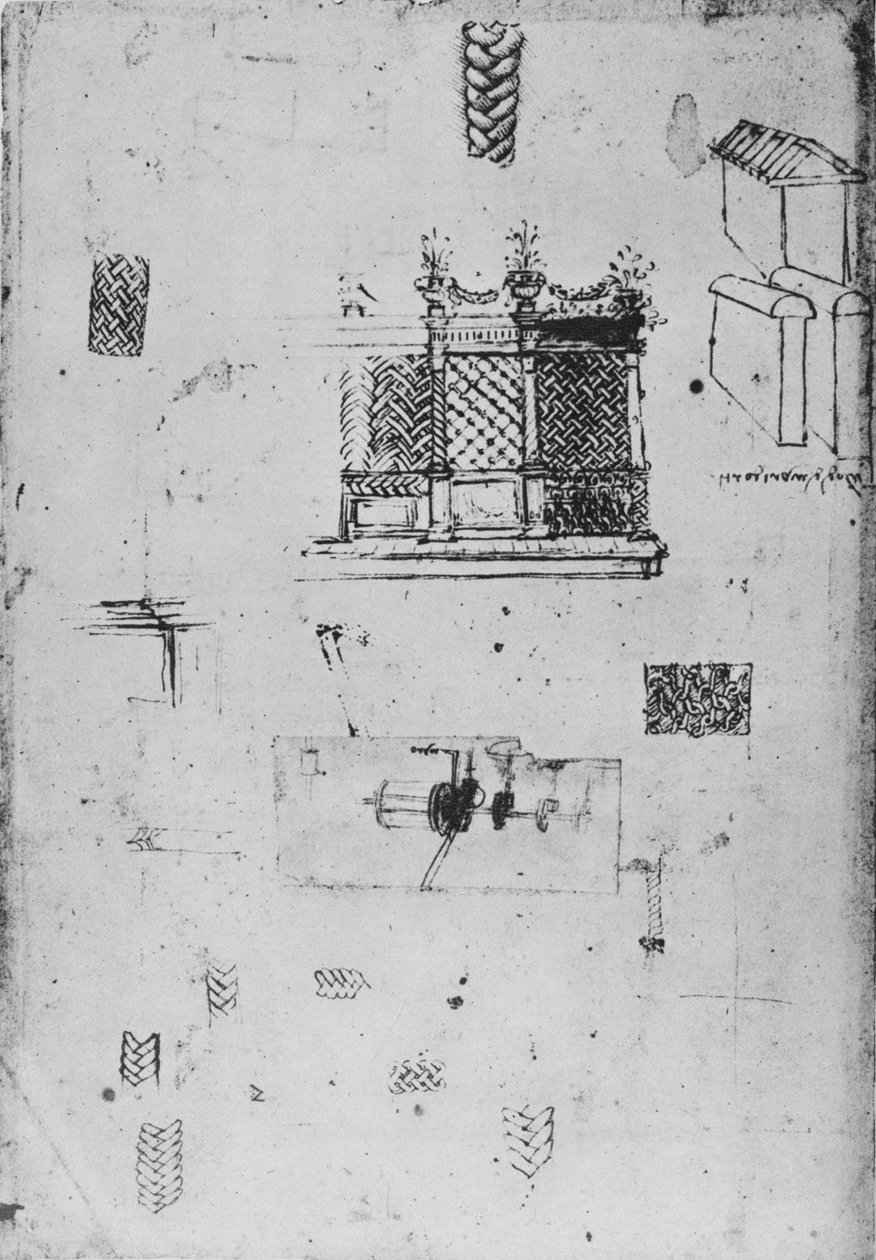 رسم لشاشة زخرفية ورسومات أخرى ، c1480 1945 بواسطة ليوناردو دا فينشي