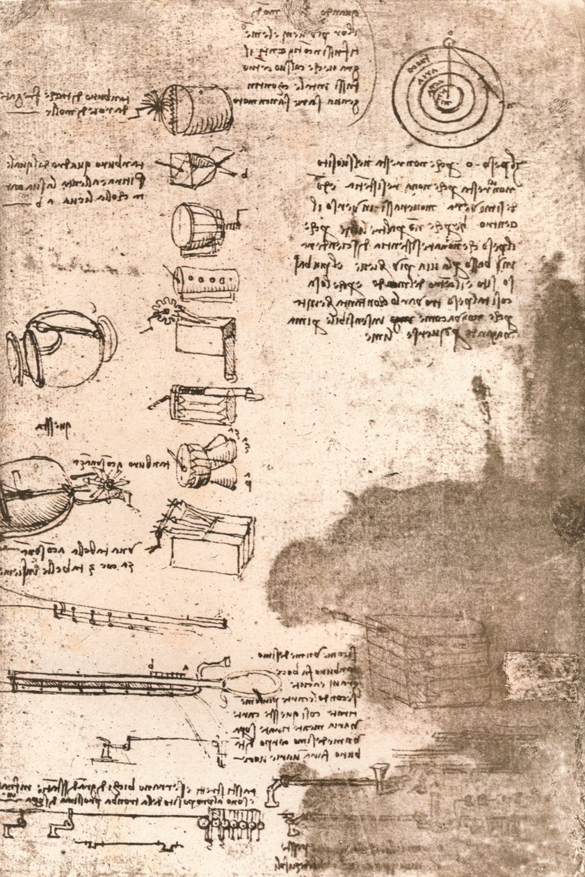 رسم الآلات الموسيقية وغيرها من الأشياء ، c1472-c1519 1883 بواسطة ليوناردو دا فينشي