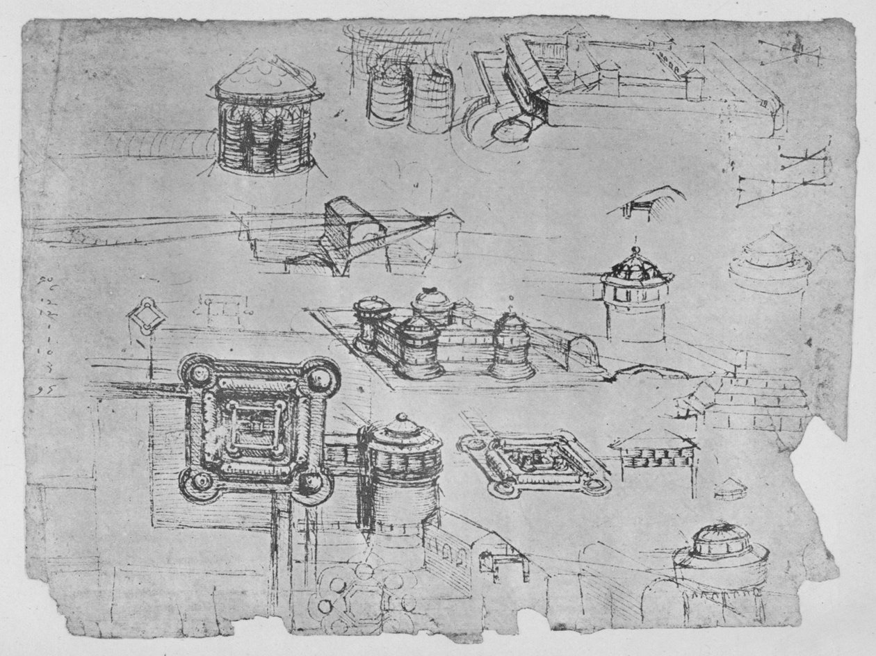 رسومات قلعة مربعة ، c1480 1945 بواسطة ليوناردو دا فينشي
