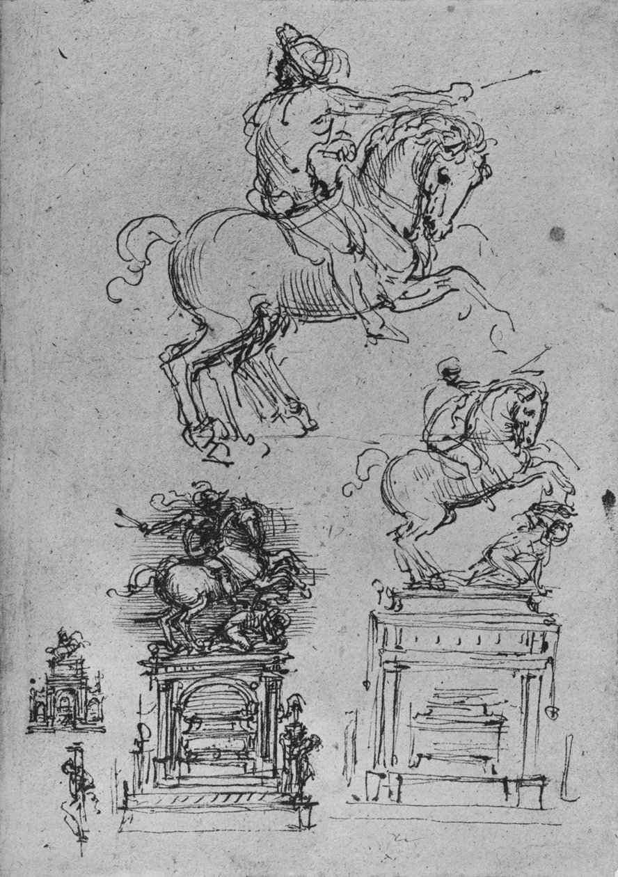 أربع دراسات لنصب الفروسية ، c1480 1945 بواسطة ليوناردو دا فينشي