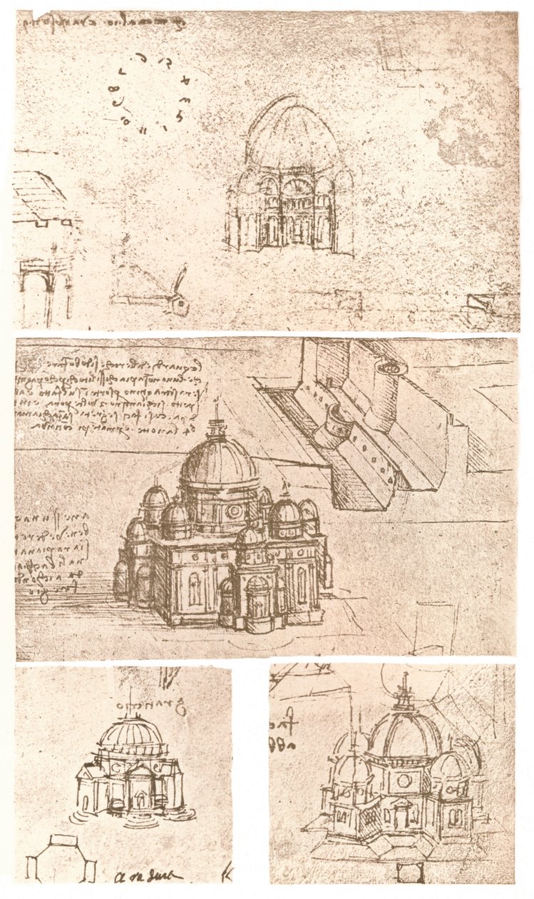 أربعة رسومات للعمارة الكنسية ، c1472-c1519 1883 بواسطة ليوناردو دا فينشي