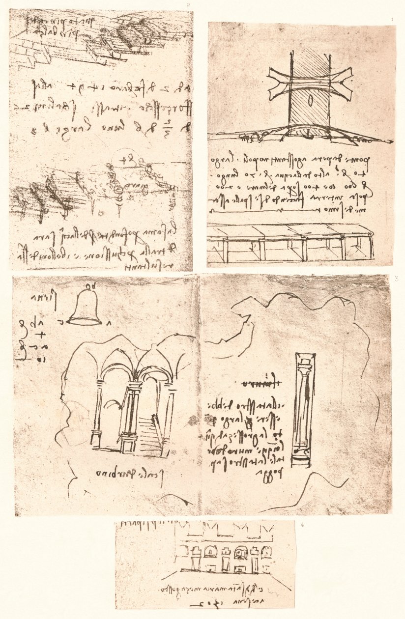 أربعة رسومات طبوغرافية ، c1472-c1519 1883 بواسطة ليوناردو دا فينشي