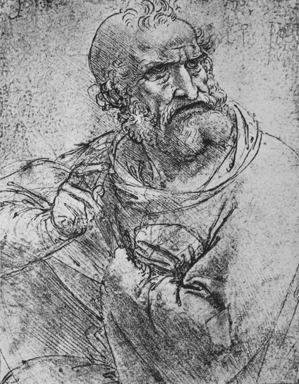 نصف طول الرسول مرفوعًا بيده اليمنى ، c1480 1945 بواسطة ليوناردو دا فينشي