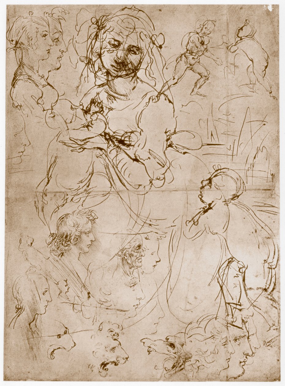 راكع مادونا مع الطفل وسانت جون 1478-1480 بواسطة ليوناردو دا فينشي