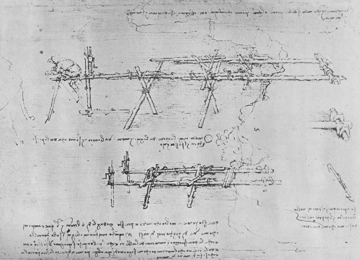 طريقة بناء جسر حامل ، c1480 1945 بواسطة ليوناردو دا فينشي