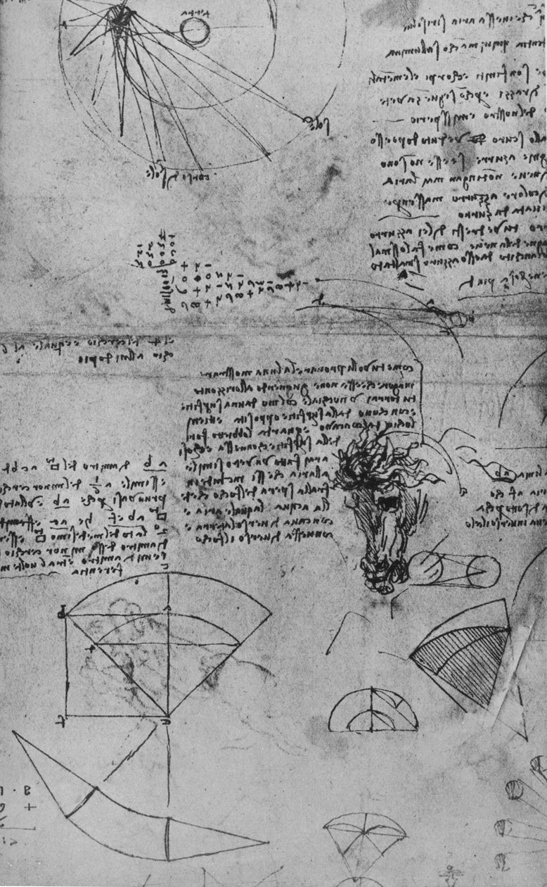 ملاحظات حول علم الفلك ودراسة رأس الخيول ، c1480 1945 بواسطة ليوناردو دا فينشي