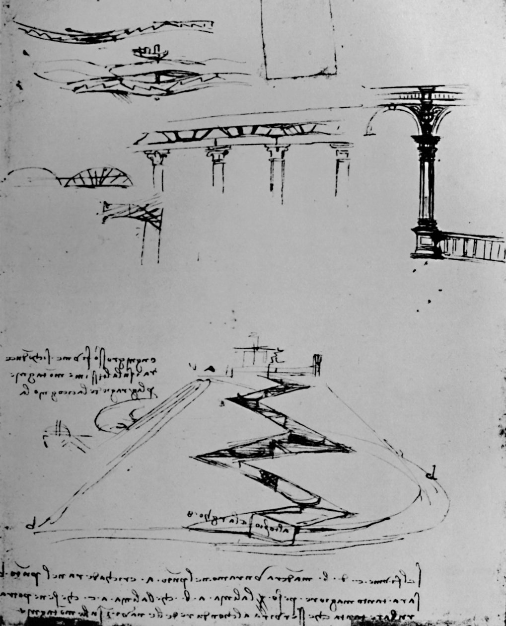 مخطط للقناة الصاعدة بالتلة بواسطة أقفال ، 1928 بواسطة ليوناردو دا فينشي