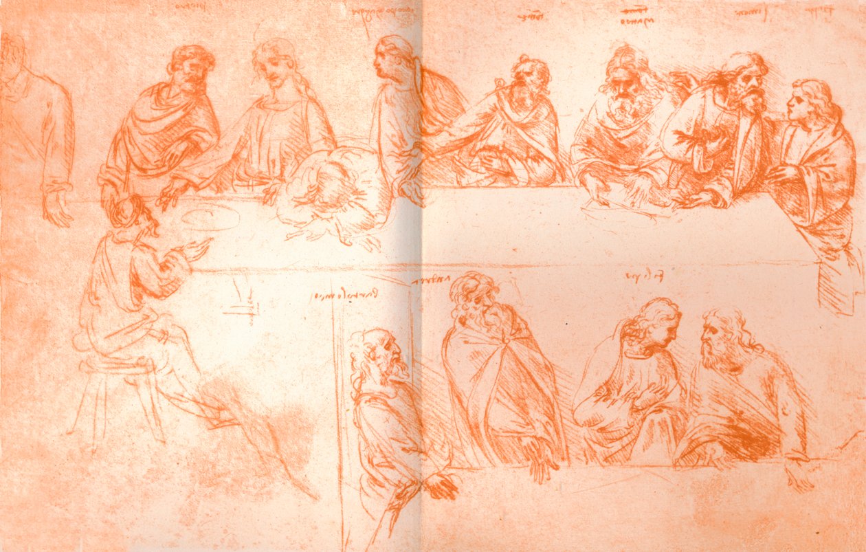 رسم تحضيري لطلاء "العشاء الأخير" ، c1494-c1499 1883 بواسطة ليوناردو دا فينشي
