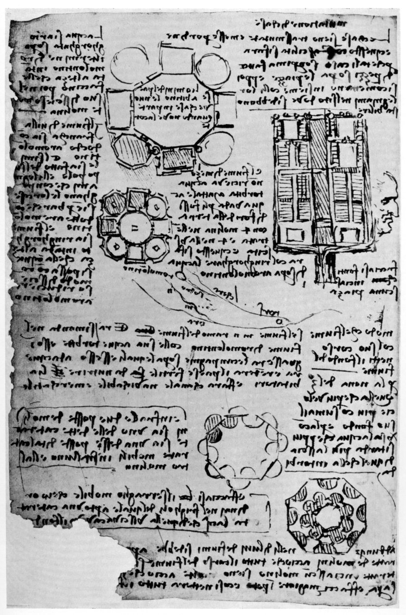 رسم تخطيطي لقلعة رومورانتين ، 1517-1518 1954. بواسطة ليوناردو دا فينشي