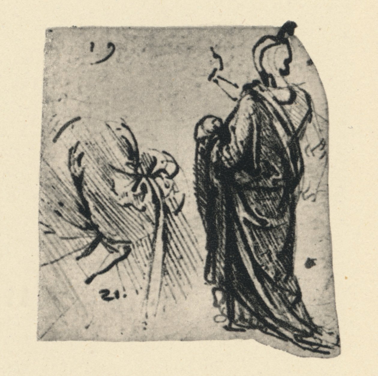 رسم تخطيطي لشكل رايات وتفاصيل الأزياء ، c1480 1945 بواسطة ليوناردو دا فينشي