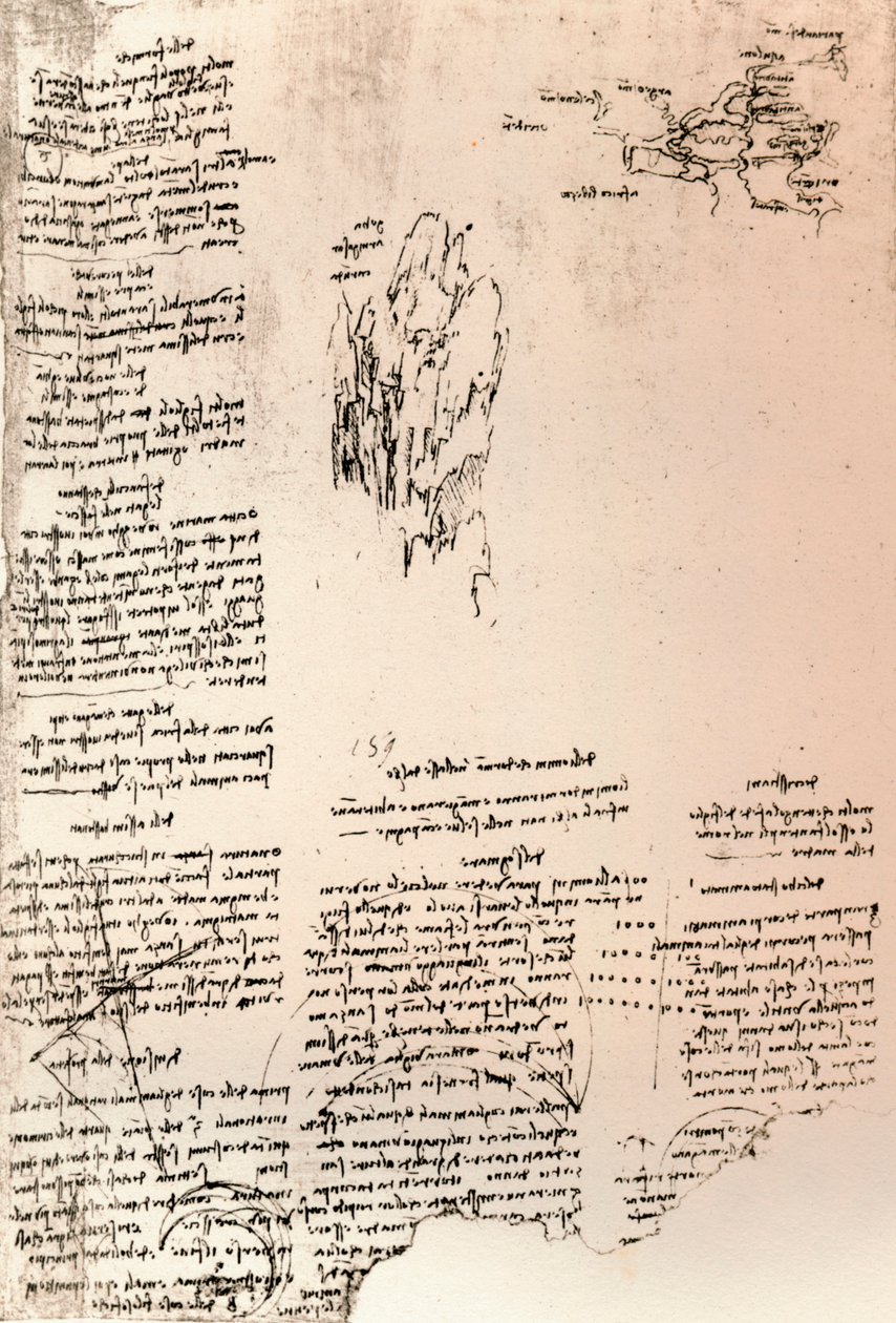 رسم تخطيطي لقمة في أرمينيا ، وخريطة تخطيطية لأرمينيا ، c1472-c1519 1883 بواسطة ليوناردو دا فينشي