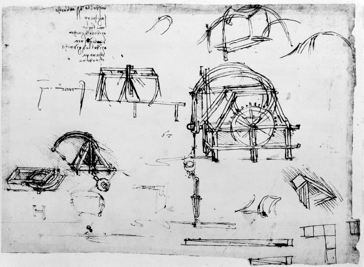 رسم تخطيطي لجهاز الحركة الدائمة من تصميم ليوناردو دافنشي ، ج ١٤٧٢-١٥١٩ بواسطة ليوناردو دا فينشي