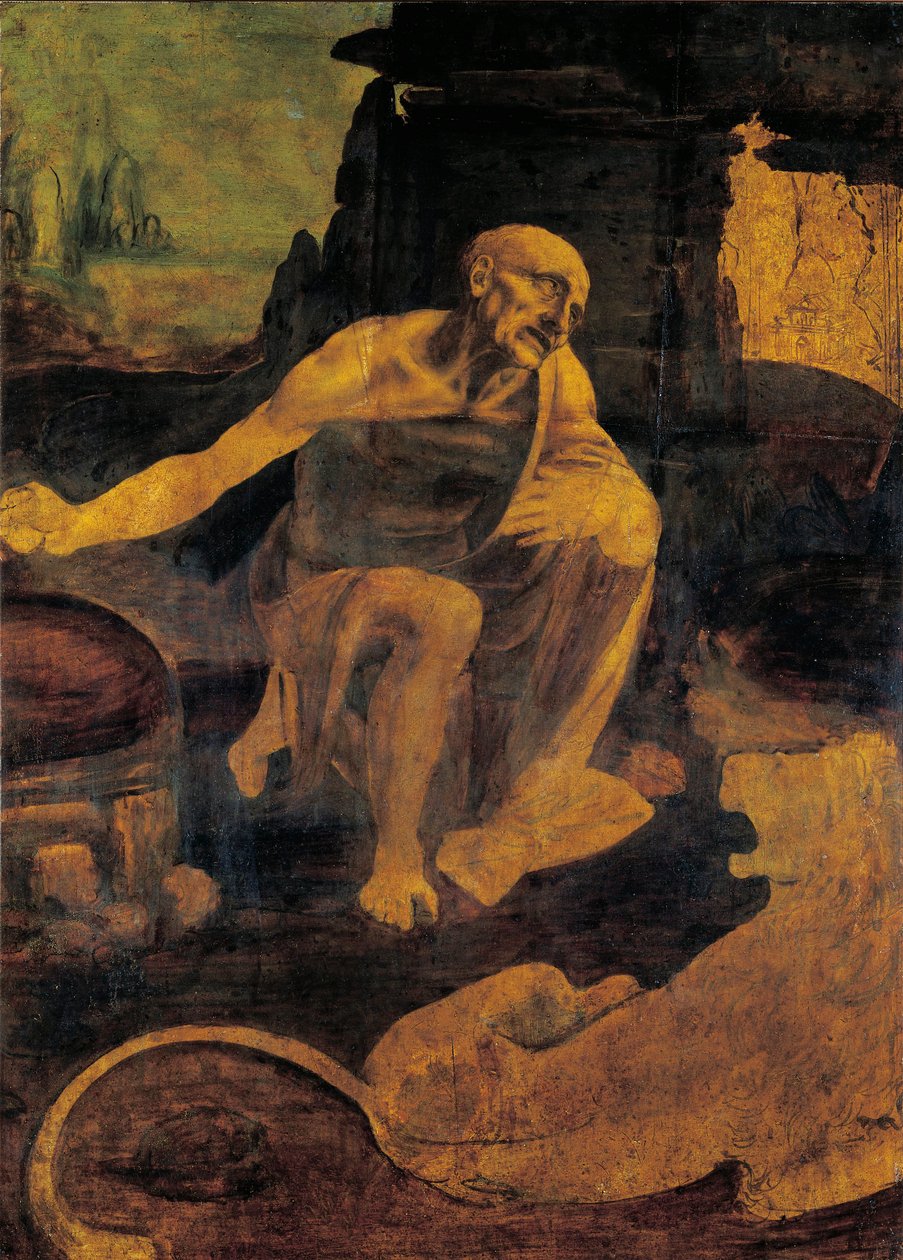 St. Jerome, c.1480-82 (oil & tempera on walnut) بواسطة ليوناردو دا فينشي